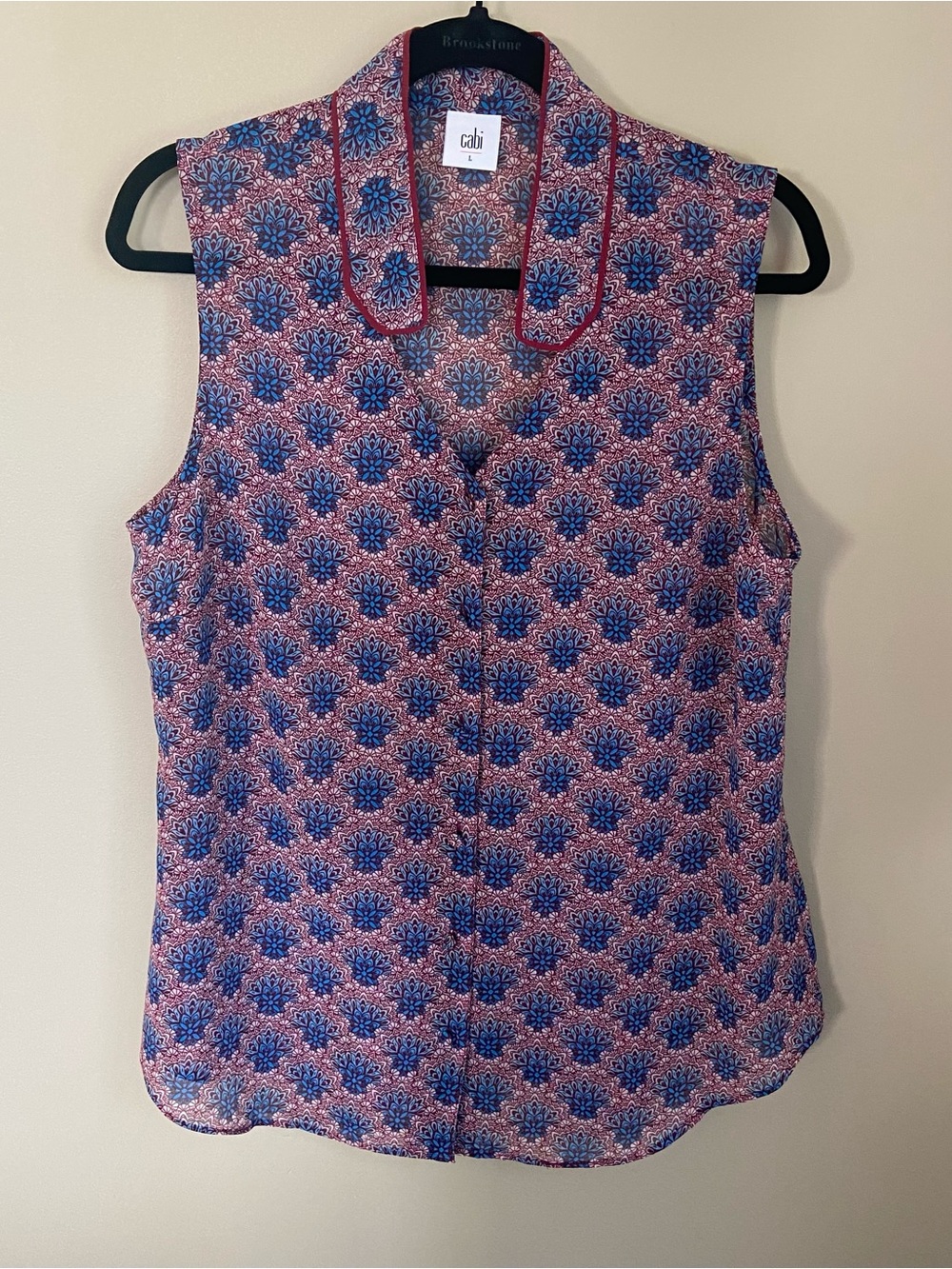 CAbi button up sheer blouse, sleeveless - Large